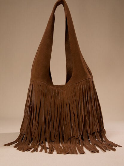 Millie Suede Fringe Tote Bag - TULLABEE