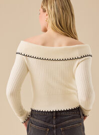 Mia Whipstitch Off Shoulder Sweater Detail 4 - TULLABEE