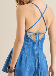 Nichole Denim Halter Romper Detail 2 - TULLABEE