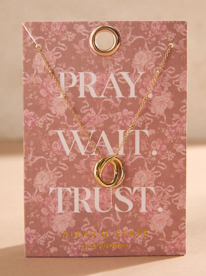 18K Gold Pray. Wait. Trust. Charm Necklace - TULLABEE