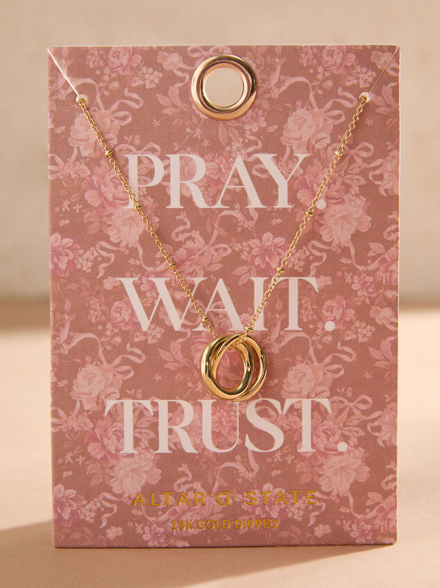 18K Gold Pray. Wait. Trust. Charm Necklace - TULLABEE