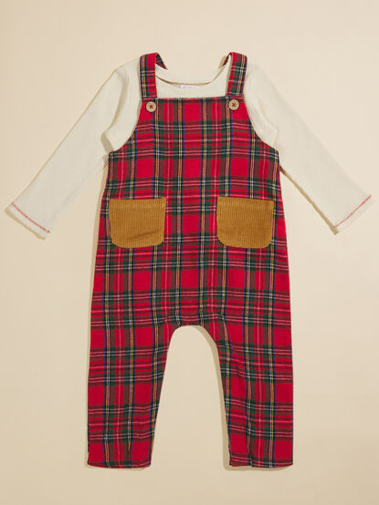 Plaid Overalls and Thermal Top Set by Mud Pie - TULLABEE