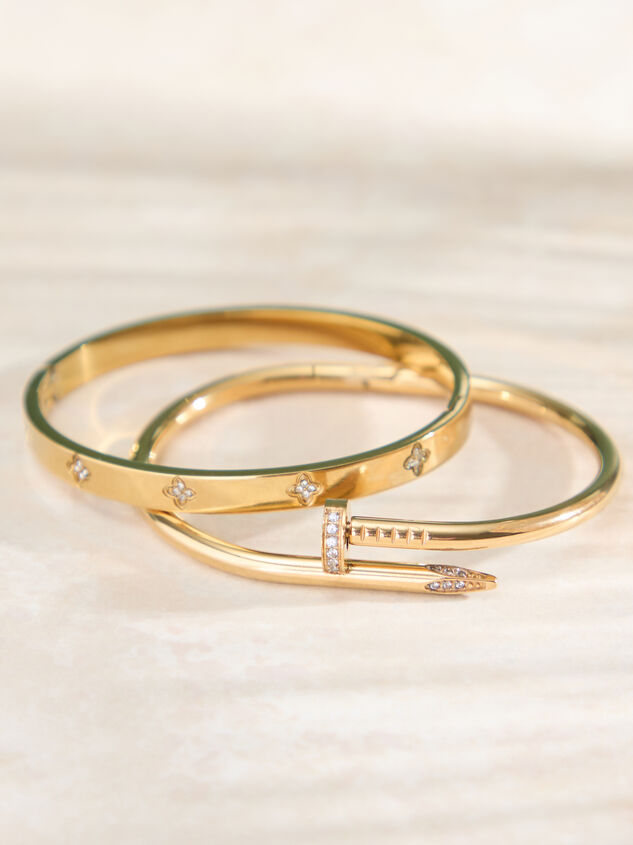 Stainless Steel Wrapped Nail Bangle Set Detail 2 - TULLABEE