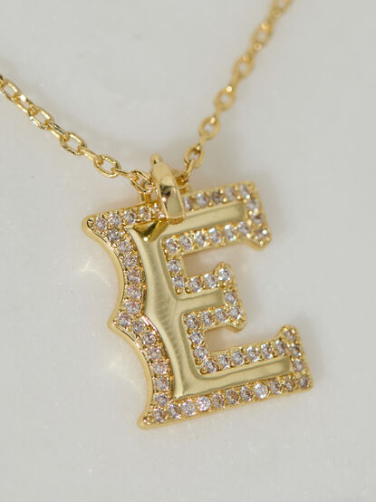 18K Gold Signature Letter Necklace -E - TULLABEE