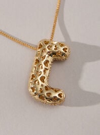 18K Gold Monogram Charm Necklace - J Detail 3 - TULLABEE