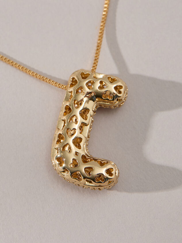 18K Gold Monogram Charm Necklace - J Detail 3 - TULLABEE