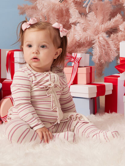 Raelyn Striped Ruffle Footie - TULLABEE