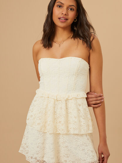 Marigold Lace Strapless Dress - TULLABEE