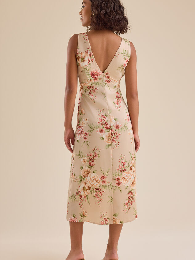 Andie Floral Satin Midi Dress Detail 5 - TULLABEE