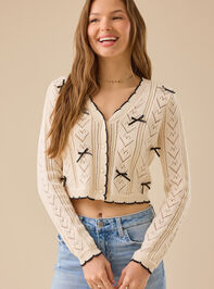 Cece Delicate Bow Cardigan - TULLABEE