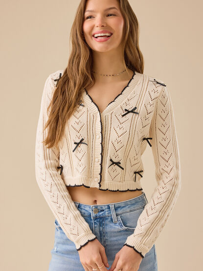 Cece Delicate Bow Cardigan - TULLABEE