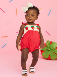 Sawyer Strawberry Crochet Bubble - TULLABEE