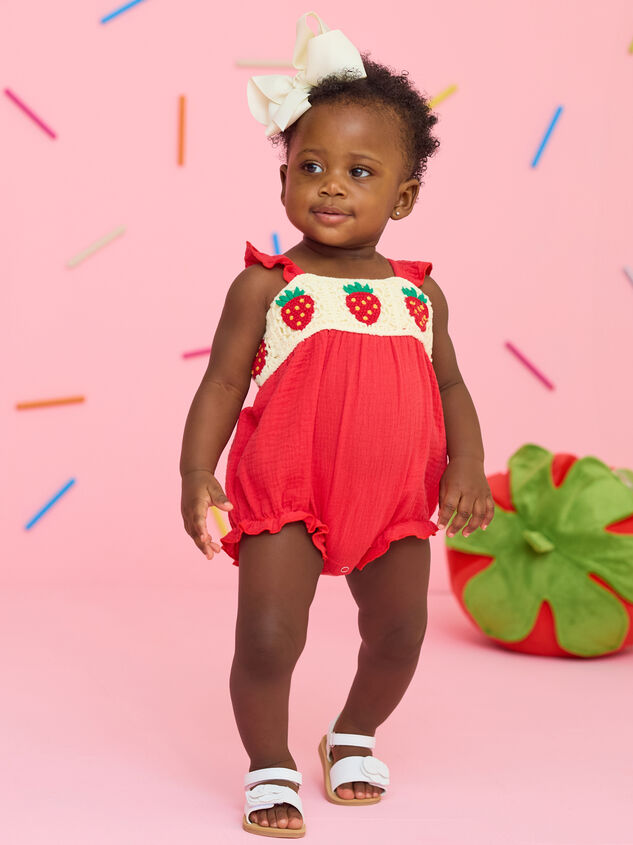 Sawyer Strawberry Crochet Bubble - TULLABEE