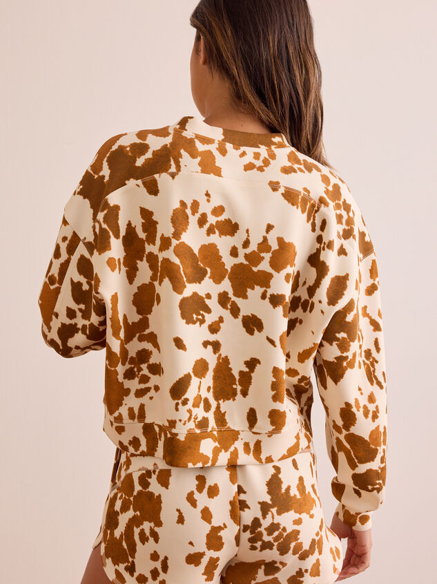 Cow Print Supersoft Cropped Crewneck Detail 5 - TULLABEE