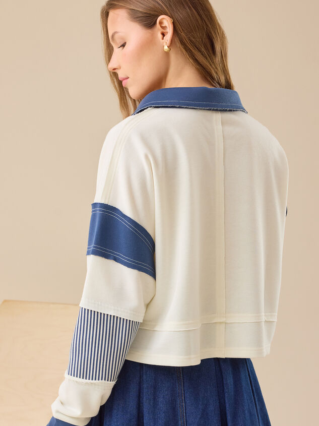 Blake Cropped Polo Pullover Detail 5 - TULLABEE