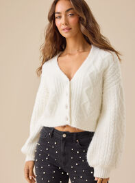 Marlowe Fuzzy Cable Cardigan Detail 2 - TULLABEE