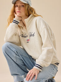New York Varsity Quarter Zip Detail 2 - TULLABEE