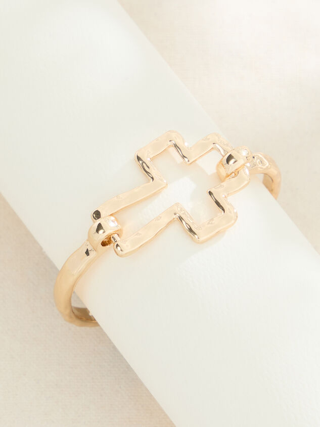 Hammered Open Cross Hinge Bracelet - TULLABEE