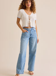 Maisie Cable Tie Front Top Detail 3 - TULLABEE