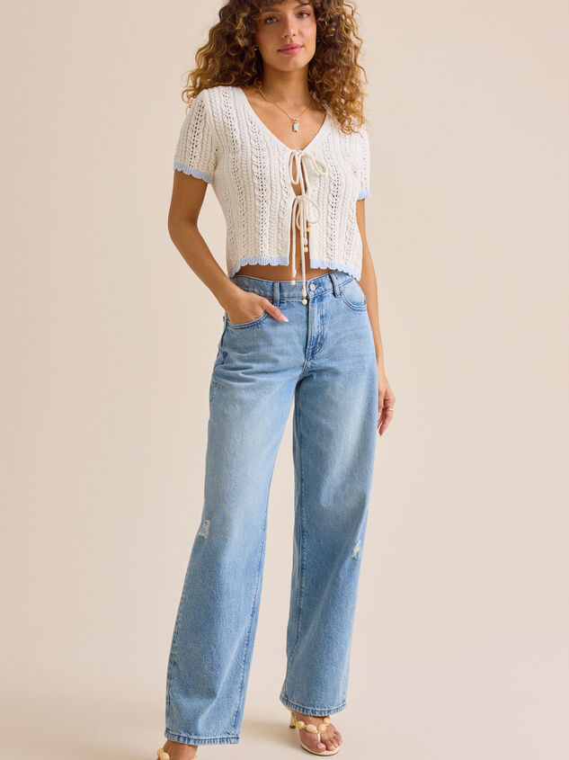 Maisie Cable Tie Front Top Detail 3 - TULLABEE