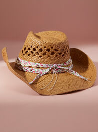 Shell & Floral Trim Cowboy Hat Detail 2 - TULLABEE