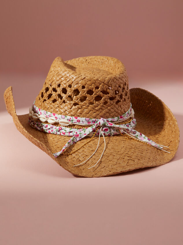 Shell & Floral Trim Cowboy Hat Detail 2 - TULLABEE
