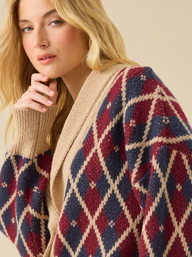 Karla Argyle Oversized Cardigan Detail 5 - TULLABEE