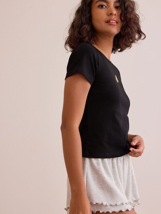 Embroidered Football Baby Tee Detail 4 - TULLABEE