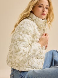 Amira Floral Puffer Jacket Detail 4 - TULLABEE