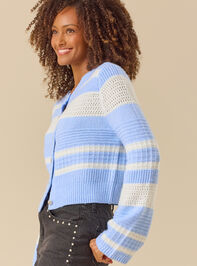 Harbor Stripe Textured Cardigan Detail 2 - TULLABEE