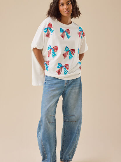 Sequin USA Bow Oversize Tee - TULLABEE
