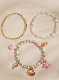 Beachy Bloom Charm Bracelet Set Detail 2 - TULLABEE