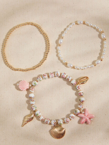 Beachy Bloom Charm Bracelet Set - TULLABEE