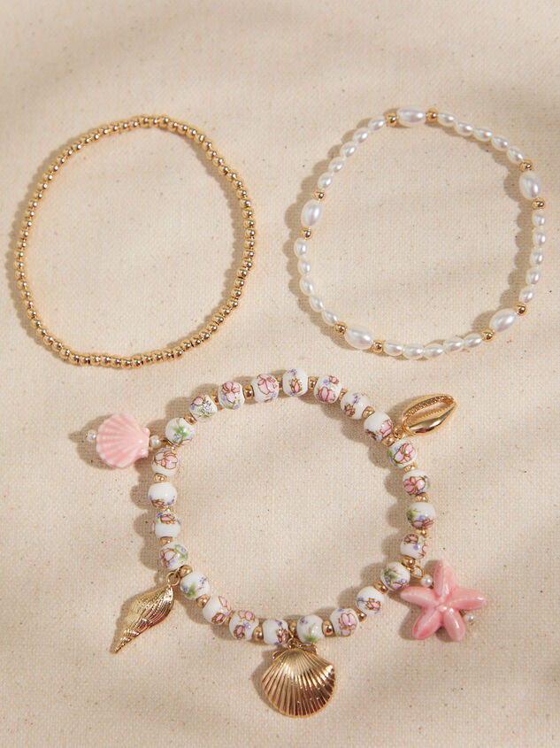 Beachy Bloom Charm Bracelet Set Detail 2 - TULLABEE