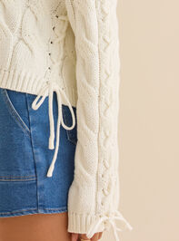 Carlin Lace Up Cable Sweater Detail 4 - TULLABEE