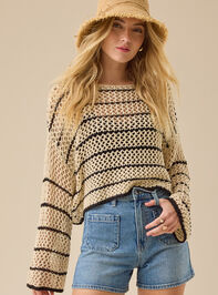 Kalliope Crochet Striped Sweater Detail 2 - TULLABEE