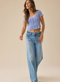 Camry Cropped Lace Trim Top Detail 2 - TULLABEE