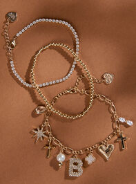 Bubble Monogram Charm Bracelet Set - B Detail 2 - TULLABEE