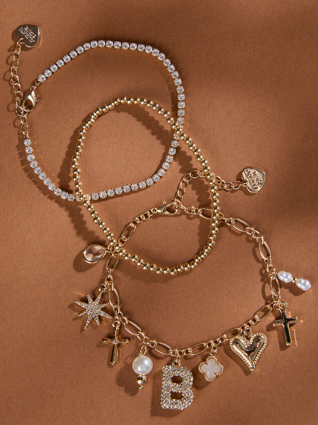 Bubble Monogram Charm Bracelet Set - B Detail 2 - TULLABEE
