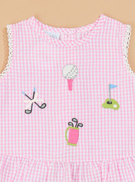 Sweetie Golf Gingham Pinafore Set by Mud Pie Detail 3 - TULLABEE