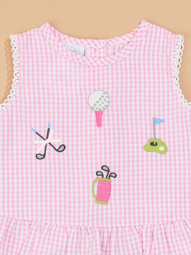 Sweetie Golf Gingham Pinafore Set by Mud Pie Detail 3 - TULLABEE