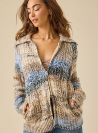 Julia Stripe Zip-Up Cardigan Detail 2 - TULLABEE