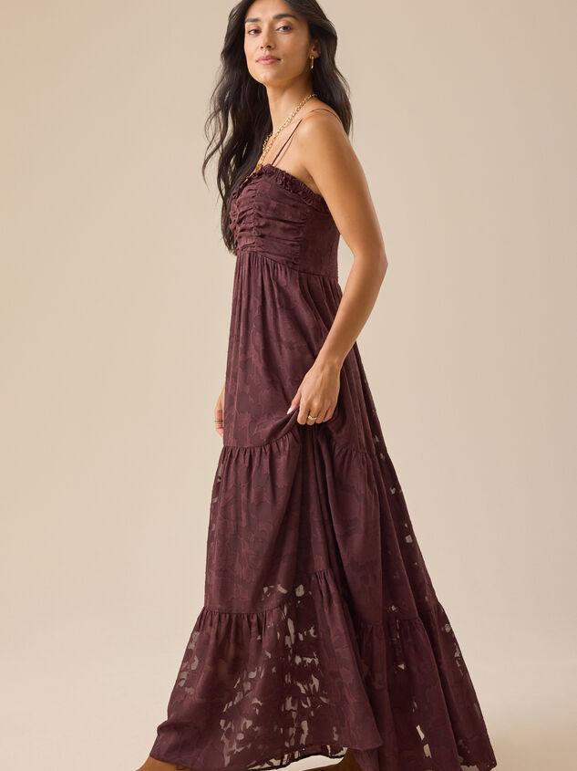 Hazel Ruched Front Maxi Dress Detail 4 - TULLABEE