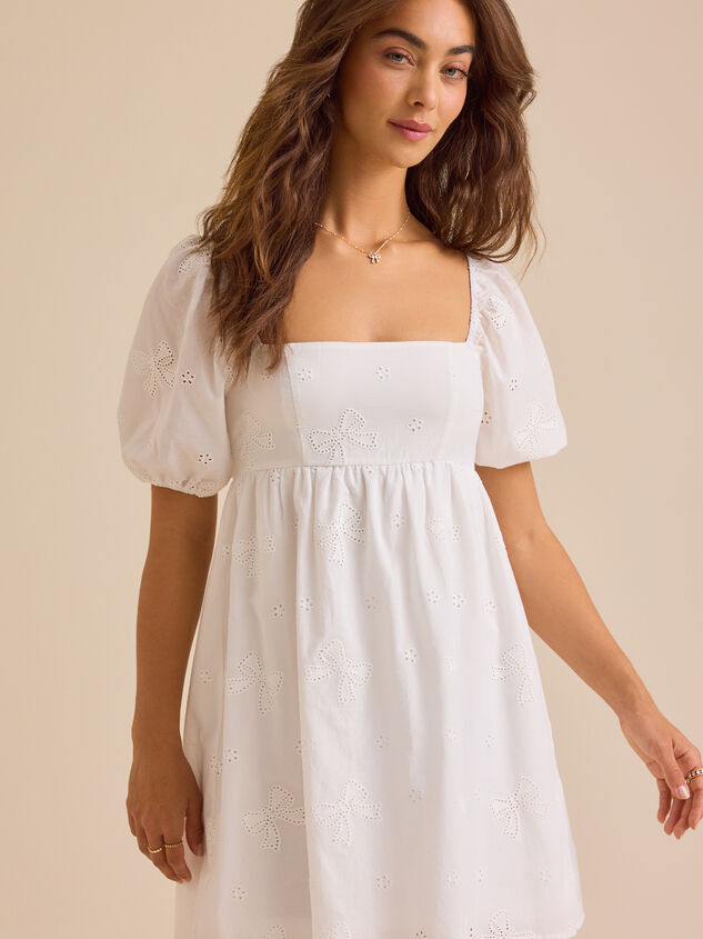 Jordan Bow Eyelet Mini Dress - TULLABEE