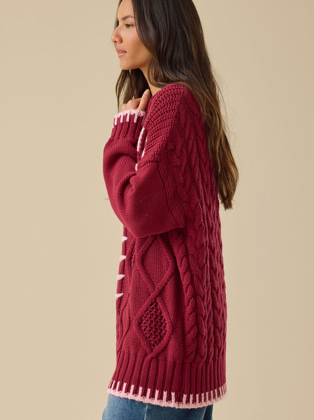 Cierra Cable Whipstitch Sweater Detail 3 - TULLABEE