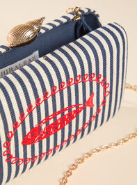 Sardine Stripe Clutch Detail 2 - TULLABEE