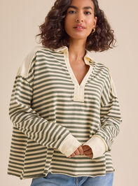 Aileen Oversized Striped Polo Detail 2 - TULLABEE