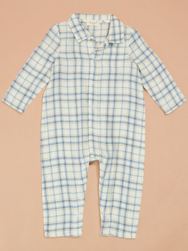 Parker Plaid Polo Romper Detail 2 - TULLABEE