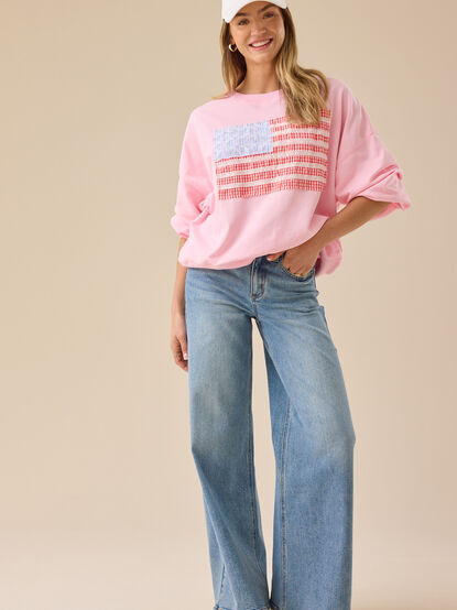 Embroidered Flag Sweatshirt - TULLABEE