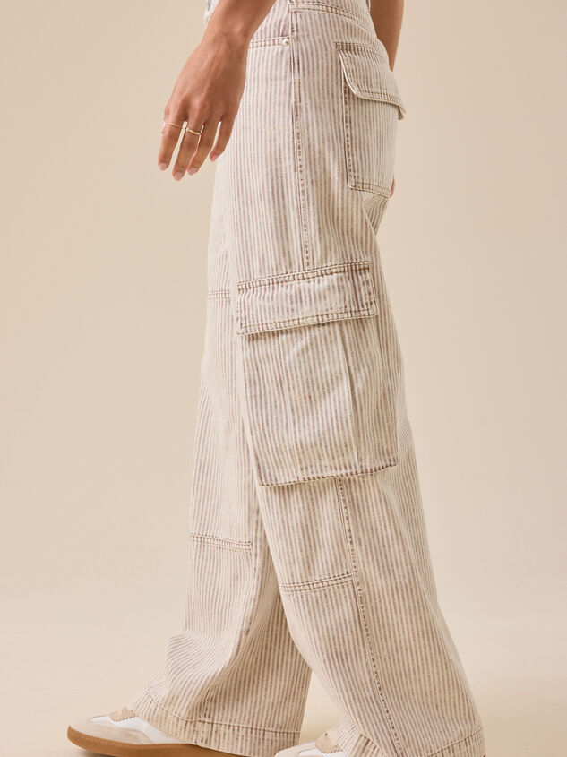Ellis Pinstripe Cargo Pants Detail 2 - TULLABEE